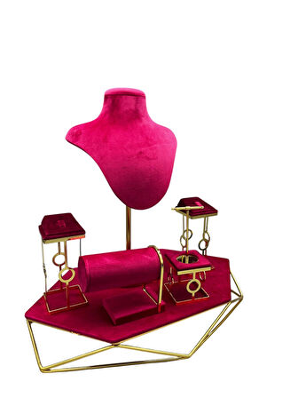 Yerli Üretim Anfora Kumaş Pembe Renk Mini Vitrin Takı Sergileme Mankeni