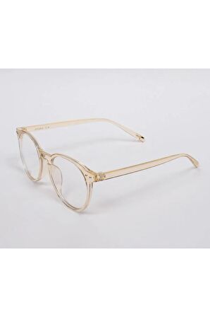 Retro Unisex Küçük Çekik Güneş Gözlüğü Krem Gözlük Kahverengi Cam