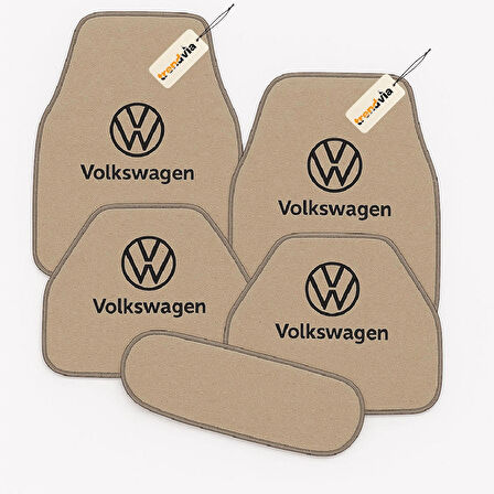 Bej Renk Volkswagen Oto Halı Paspas 5 Parça Set – Lüks, Şık ve Dayanıklı Araç İçi Zemin Koruma