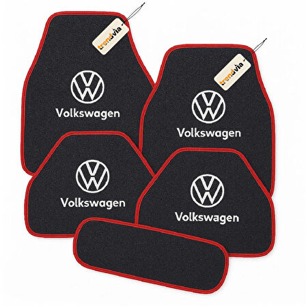 Antrasit Kırmızı Renk Volkswagen Oto Halı Paspas 5 Parça Set – Lüks, Şık ve Dayanıklı Araç İçi Zemin Koruma