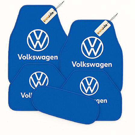 Mavi Renk Volkswagen Oto Halı Paspas 5 Parça Set – Lüks, Şık ve Dayanıklı Araç İçi Zemin Koruma