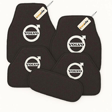 Antrasit Renk Volvo Logolu Kaymaz Oto Halı Paspas Takımı 5 Parça – Şık ve Dayanıklı Araç İçi Zemin Koruma Seti