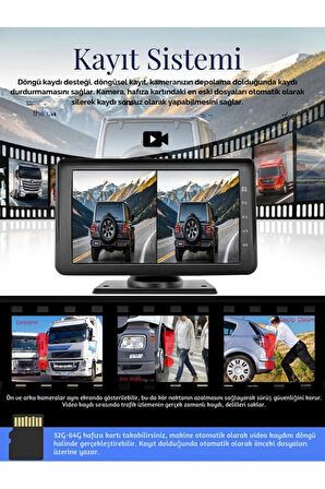 7 İNÇ DOKUNMATİK EKRANLI ÇİFT KAMERALI 1080p uLTRA HD KABLOSUZ ARAÇ KAMERASI