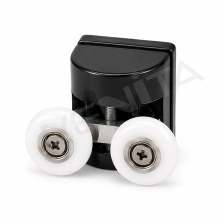 Siyah 2 Alt 2 Üst Tekerlek Duşakabin Cam Kabin Tekerleği Takım 24 mm