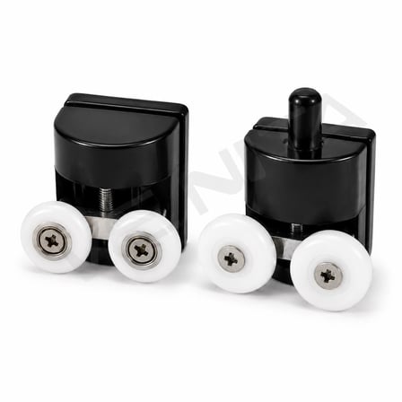 Siyah 2 Alt 2 Üst Tekerlek Duşakabin Cam Kabin Tekerleği Takım 24 mm