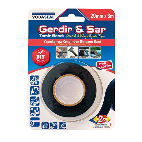 VodaSeal Gerdir&Sar Yapışkansız Birleşen Tamir Bandı - 20 mm x 3 mt.