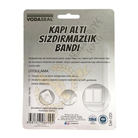 VodaSeal Kapı Altı Sızdırmazlık Bandı - Kahverengi