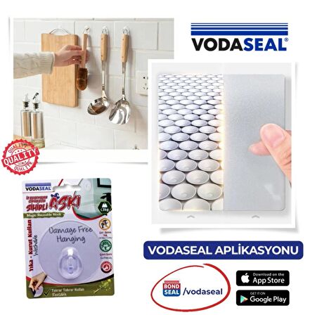 VodaSeal İz Bırakmadan Sökülebilir Sihirli Askı - Kare Şeffaf