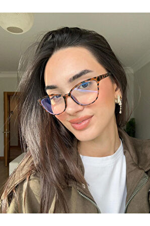 Nancy Vog Leopar Cat eye 56 ekartman Blue block Mavi Işık Korumalı Cam değişebilir ekran gözlüğü