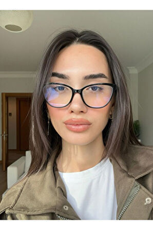 Nancy Vog Cat eye 56 ekartman çekik Blue block Mavi Işık Korumalı Cam değişebilir Ekran gözlüğü