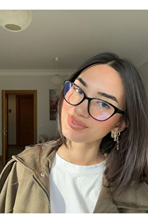 Nancy Vog Cat eye 56 ekartman çekik Blue block Mavi Işık Korumalı Cam değişebilir Ekran gözlüğü