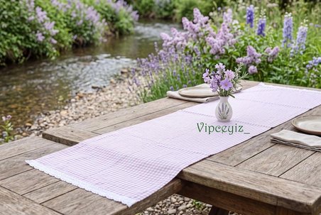 vipceyiz lila dantelli masa runner