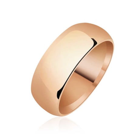 925 Ayar Gümüş Rose Kaplama 8 mm Düz Bombeli Unisex Alyans