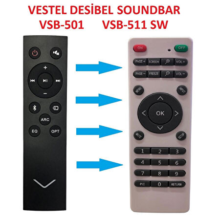 SpeedUF Vestel Desibel Soundbar VSB-501 VSB-511 SW Ses Sistemi Kumandası