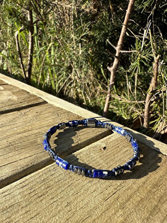 Varisit, Hematit Bileklik - Ovis Blue Bileklik - Tasarım Bileklik 4mm Ayarlanabilir 