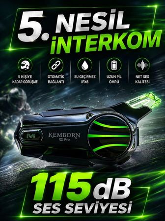X2 Pro Motosiklet Kask Kulaklık 5. Nesil 2 binicili 1ADET Müzik Palaşımlı Intercom