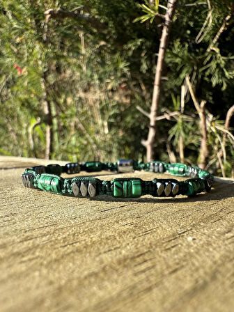 Malahit, Hematit Bileklik - Ovis Green Bileklik - Tasarım Bileklik 4mm Ayarlanabilir