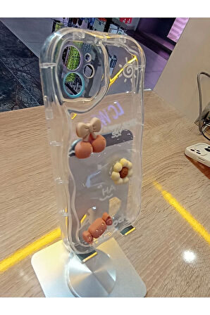 İPhone 11 Uyumlu Kabartma Figürlü Kamera Çerçevesi Yuvarlak Darbe Korumalı Kapak