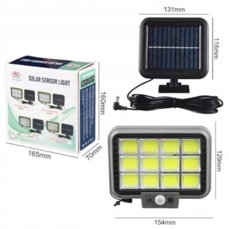 Solar Güneş Enerjili 12 Gözlü 144 COB LED Bahçe Lambası Su Geçirmez Projektör Kumandalı