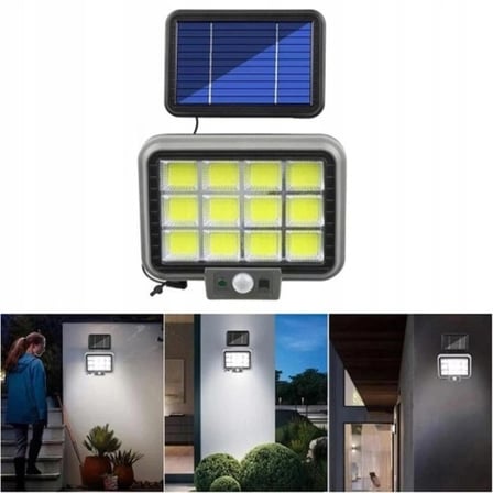 Solar Güneş Enerjili 12 Gözlü 144 COB LED Bahçe Lambası Su Geçirmez Projektör Kumandalı