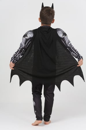 1.KALİTE 3 PARÇALI PELERİN VE MASKELİ, KASLI GÖRÜNÜMLÜ BATMAN ERKEK ÇOCUK KOSTÜMÜ