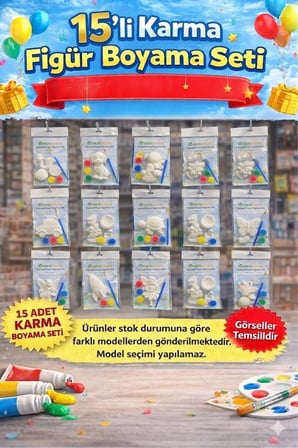 15’li Boyama Seti – Eğlenceli Aktivite Paketi - (BOYA ve Fırçalı Ful Set)