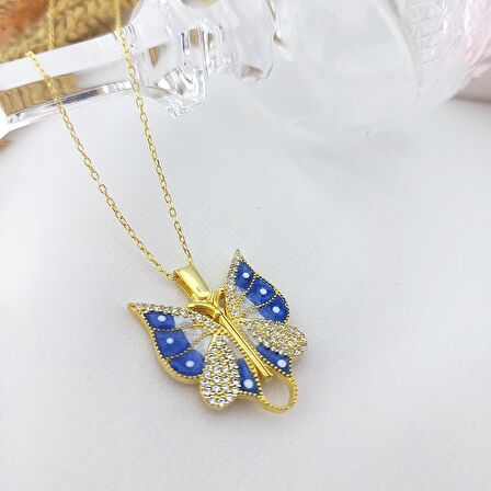 Vaoov 925 Ayar Gümüş İsimli Açılan Gold Kelebek Kolye