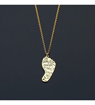 925 Ayar Gümüş Kişiye Özel Ayak İzi Doğum Kolyesi