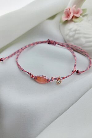 Vaoov Pembe Kristal Taşlı Bileklik 