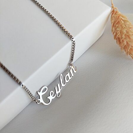Vaoov 925 Ayar Gümüş Venezia Zincirli Choker İsim Kolye