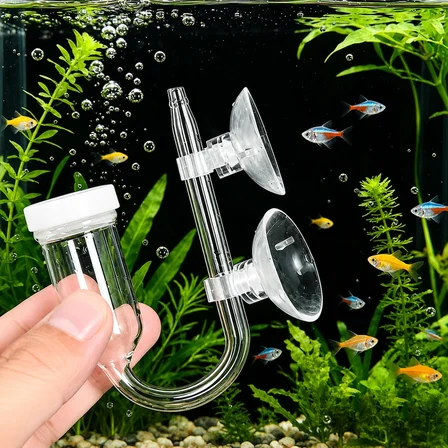 Cam Akvaryum Oksijen Difüzörü Vantuzlu Hava Taşı Nano Air Stone İnce Kabarcık Üreten Balık Tankı O2 Difüzörü