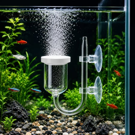 Cam Akvaryum Oksijen Difüzörü Vantuzlu Hava Taşı Nano Air Stone İnce Kabarcık Üreten Balık Tankı O2 Difüzörü