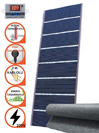 100cmx100cm Karbon Film Isıtıcı Dijital Termostatlı Keçeli Halı Altı Isıtıcı