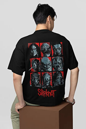 Tasarım Slipknot Baskılı Unisex Oversize Müzik Grubu Tişört