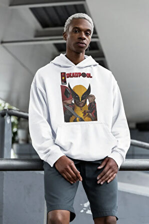 Deadpool X Wolverine Baskılı Unisex Oversize Film Hoodie