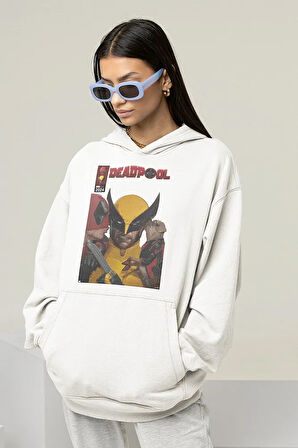 Deadpool X Wolverine Baskılı Unisex Oversize Film Hoodie