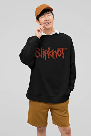 Slipknot Müzik Grubu Baskılı Unisex Oversize Rock Metal Sweatshirt