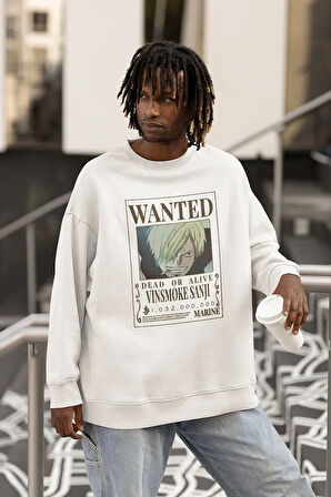 Wanted Vinsmoke Sanji Baskılı Unisex Oversize Anime Sweatshirt