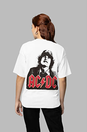 Ac Dc Baskılı Unisex Oversize Tişört