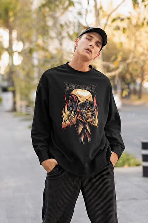 Tasarım Megadeth Baskılı Unisex Oversize Rock Metal Sweatshirt