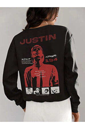 Justin Bieber 194 Tasarım Baskılı Unisex Oversize Şarkıcı Sweatshirt