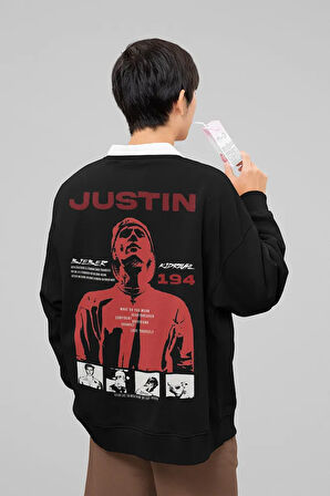 Justin Bieber 194 Tasarım Baskılı Unisex Oversize Şarkıcı Sweatshirt