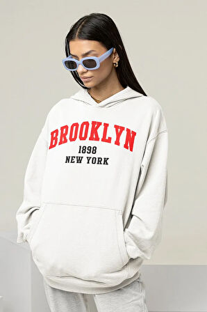Brooklyn 1898 New York Yazılı Unisex Oversize Hoodie