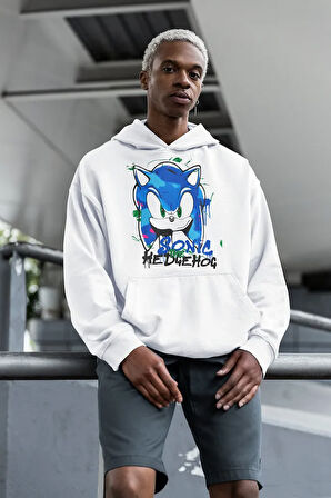Sonic The Hedgehog Baskılı Unisex Oversize Çizgi Film Hoodie