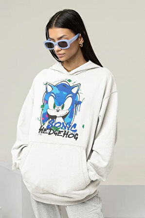 Sonic The Hedgehog Baskılı Unisex Oversize Çizgi Film Hoodie