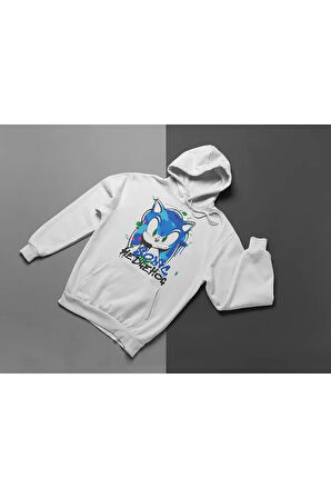 Sonic The Hedgehog Baskılı Unisex Oversize Çizgi Film Hoodie