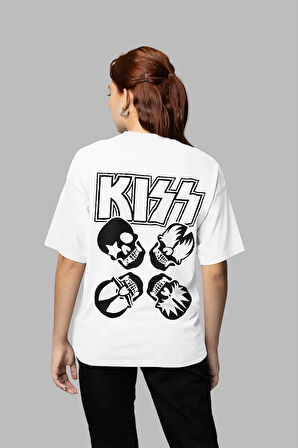 Kiss Rock Metal Müzik Grubu Baskılı Unisex Oversize Tişört