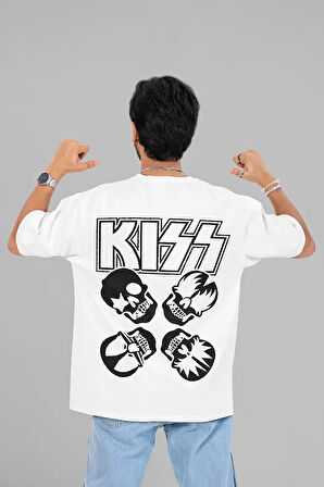 Kiss Rock Metal Müzik Grubu Baskılı Unisex Oversize Tişört