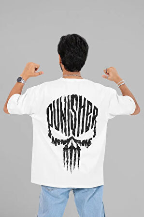Punisher Baskılı Unisex Oversize Dizi Tişört