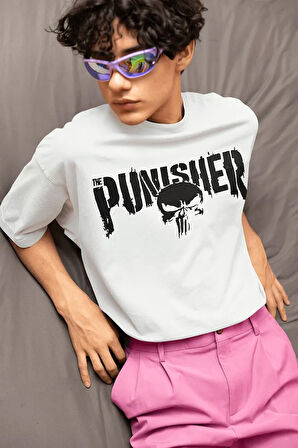 Punisher Baskılı Unisex Oversize Dizi Tişört